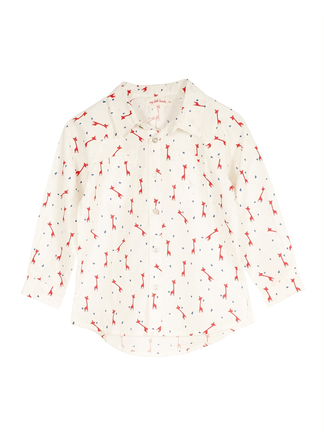 

My Little Lambs Boys White & Red Regular Fit Printed Casual Shirt