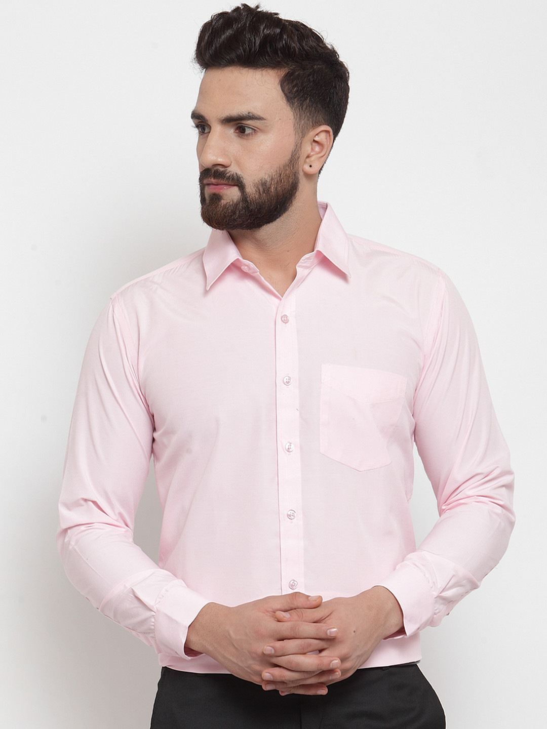 

English Navy Men Pink Sport Slim Fit Solid Formal Shirt