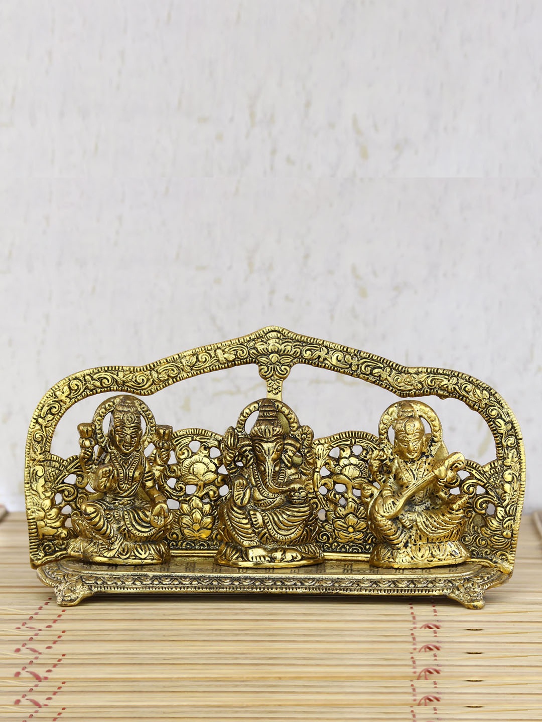 

eCraftIndia Gold-Toned Laxmi Ganesha Saraswati Shining Religious Decorative Showpiece