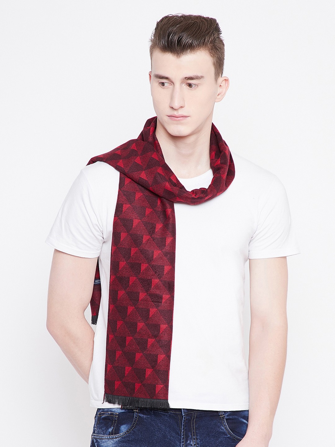 

Alvaro Castagnino Men Maroon & Red Self-Design Muffler