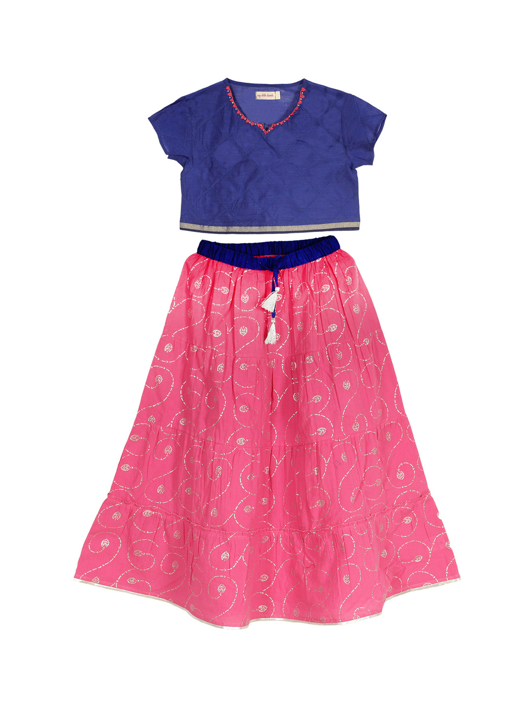 

My Little Lambs Blue & Magenta Ready to Wear Lehenga with Blouse