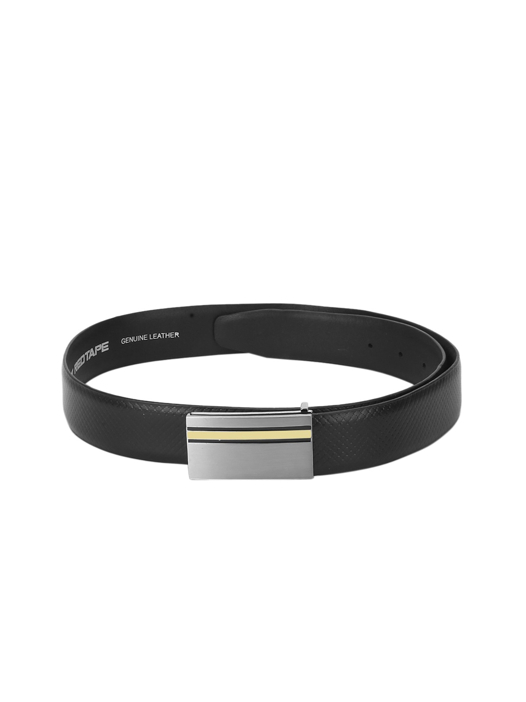 

Red Tape Men Black Textured Leather Belt