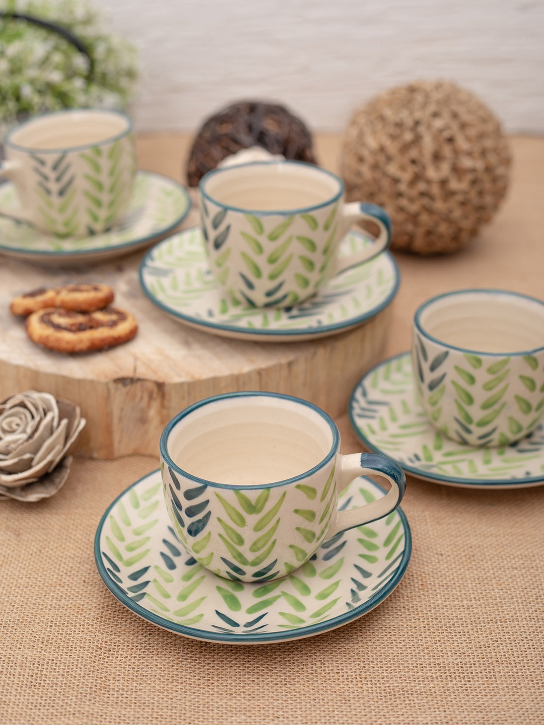 

GOODHOMES Multicoloured Set of 8 Stoneware Cups and Saucers, Multi