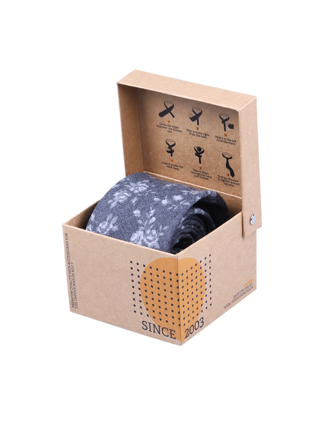 

Tossido Grey Printed Broad Tie