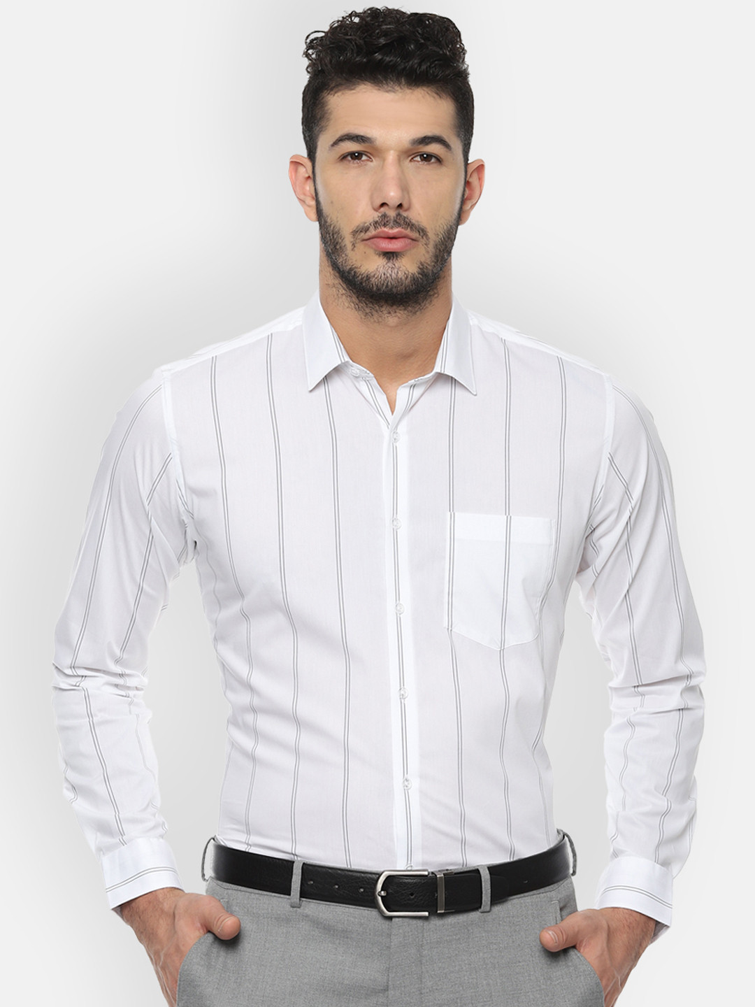 

Van Heusen Men White Slim Fit Striped Formal Shirt