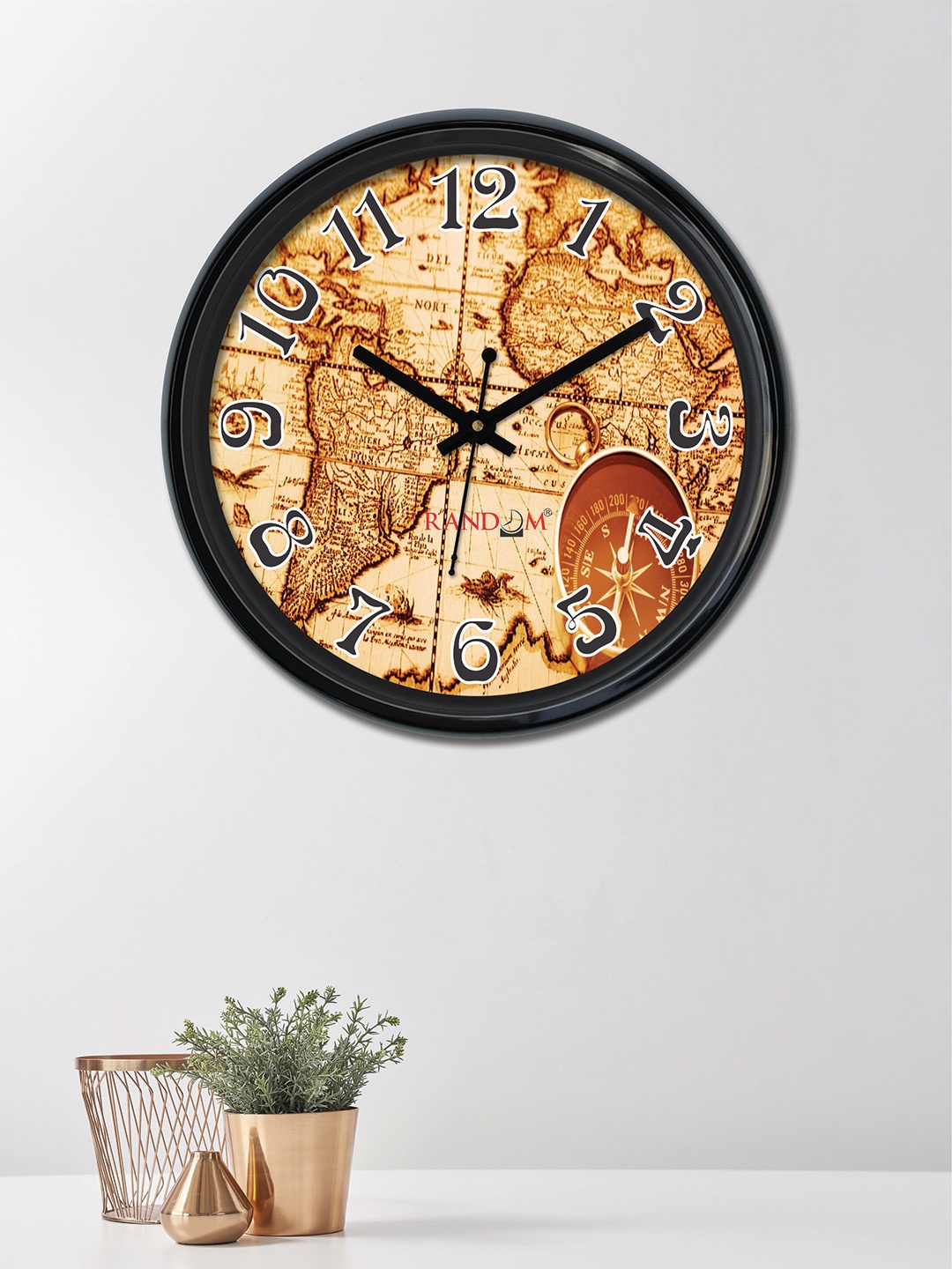 

RANDOM Mustard & Brown Round Printed 30 x 30 cm Analogue Wall Clock