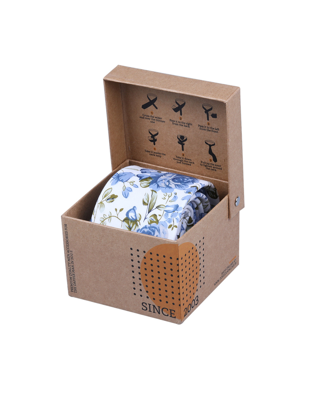 

Tossido Men White & Blue Printed Broad Tie