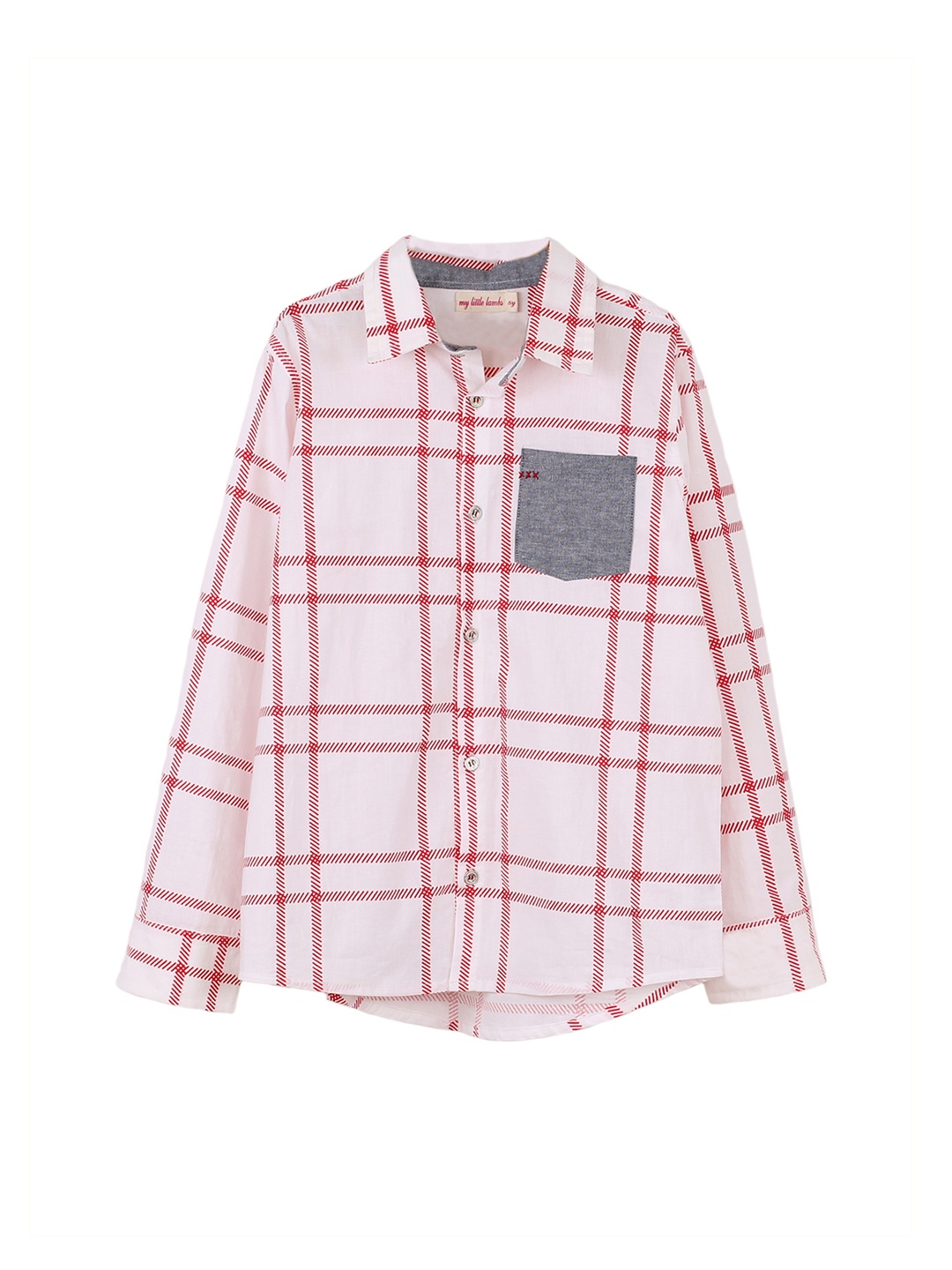 

My Little Lambs Boys White & Red Regular Fit Checked Casual Shirt