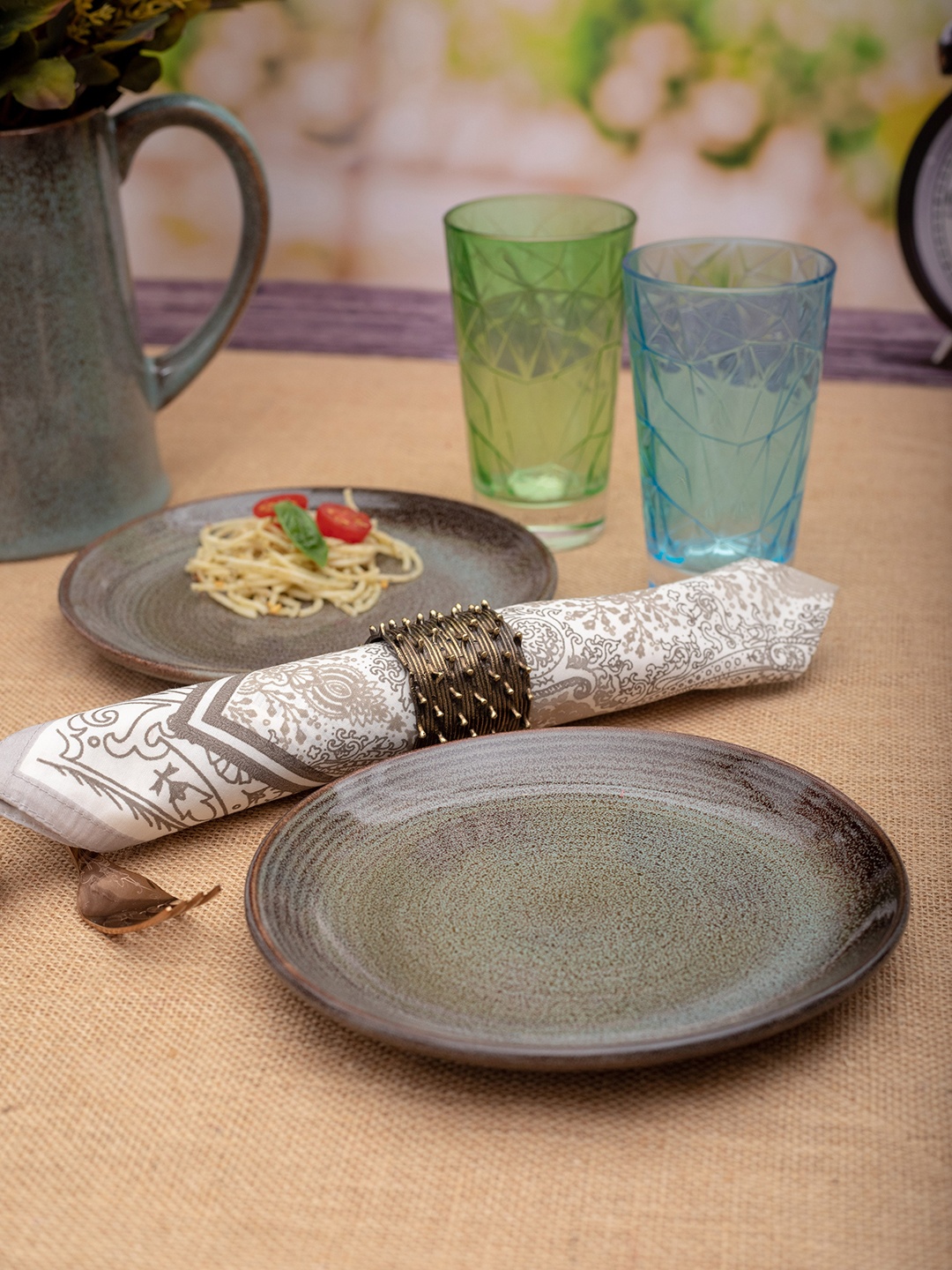 

GOODHOMES Black Set of 4 Stoneware Plate