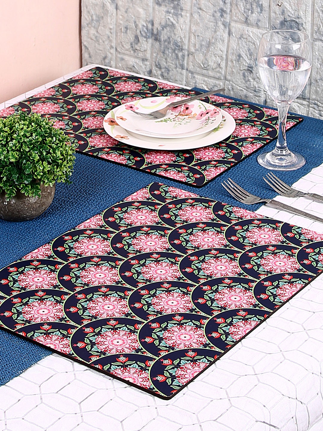 

Reinvention Factory Set of 6 Navy Blue Printed Table Placemats