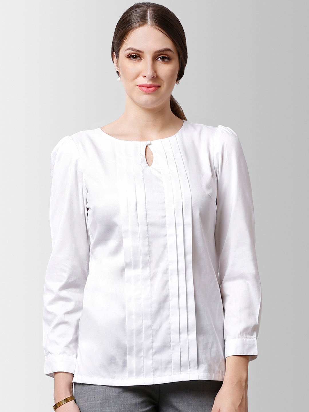 

FableStreet Women White Solid Top