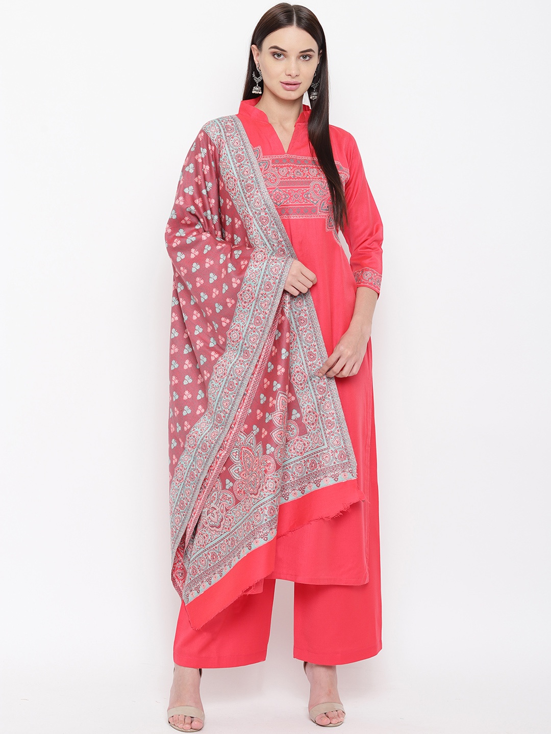 

HK colours of fashion Coral Printed Unstitched Dress Material