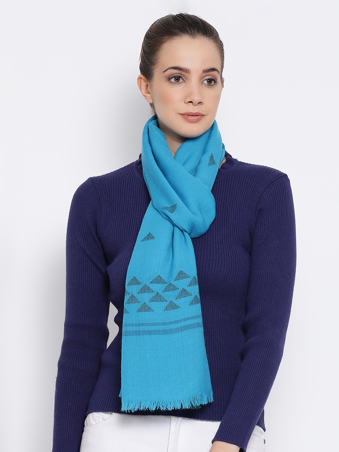 

SHINGORA Women Blue Woven Design Stole