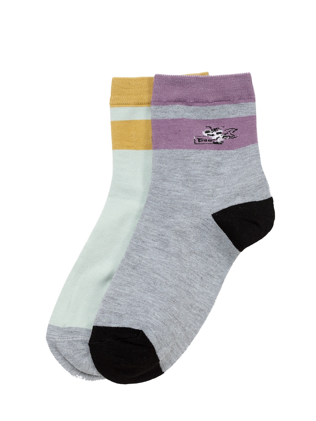 

J Style Women Pack of 2 Colourblocked Above Ankle-Length Socks, Multi
