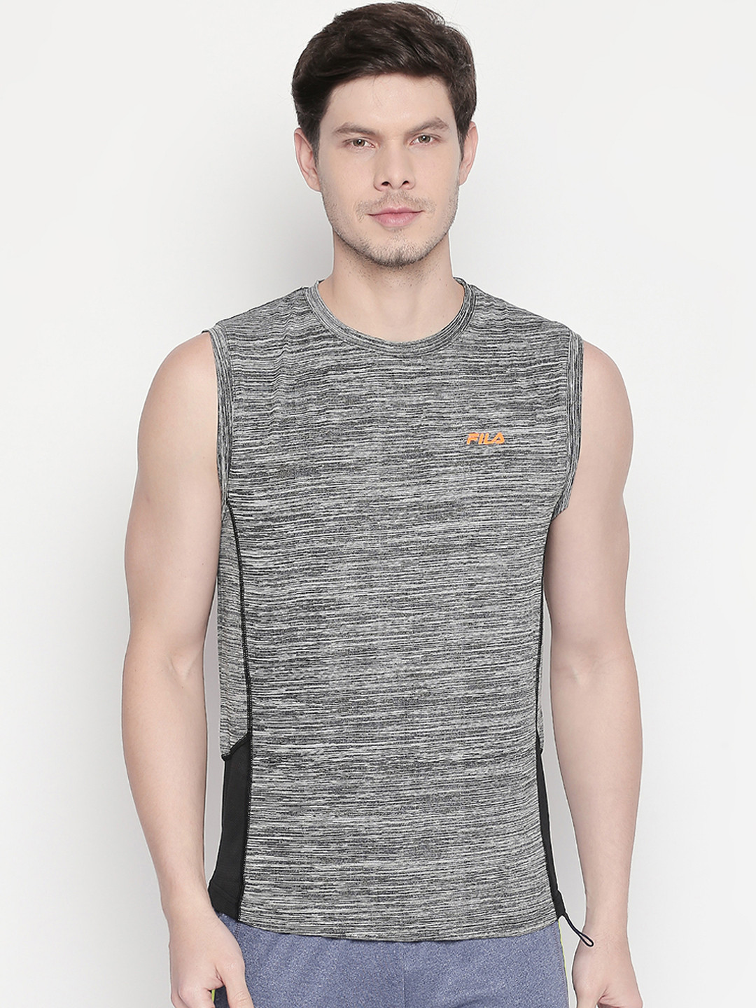 

FILA Men Black Solid Round Neck Knitted T-shirt