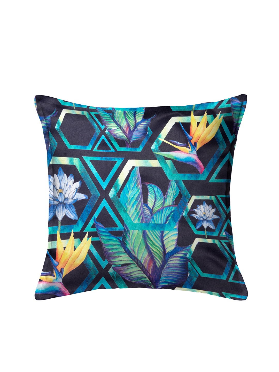 HOUZZCODE Blue Set of 5 Geometric Square Cushion Covers