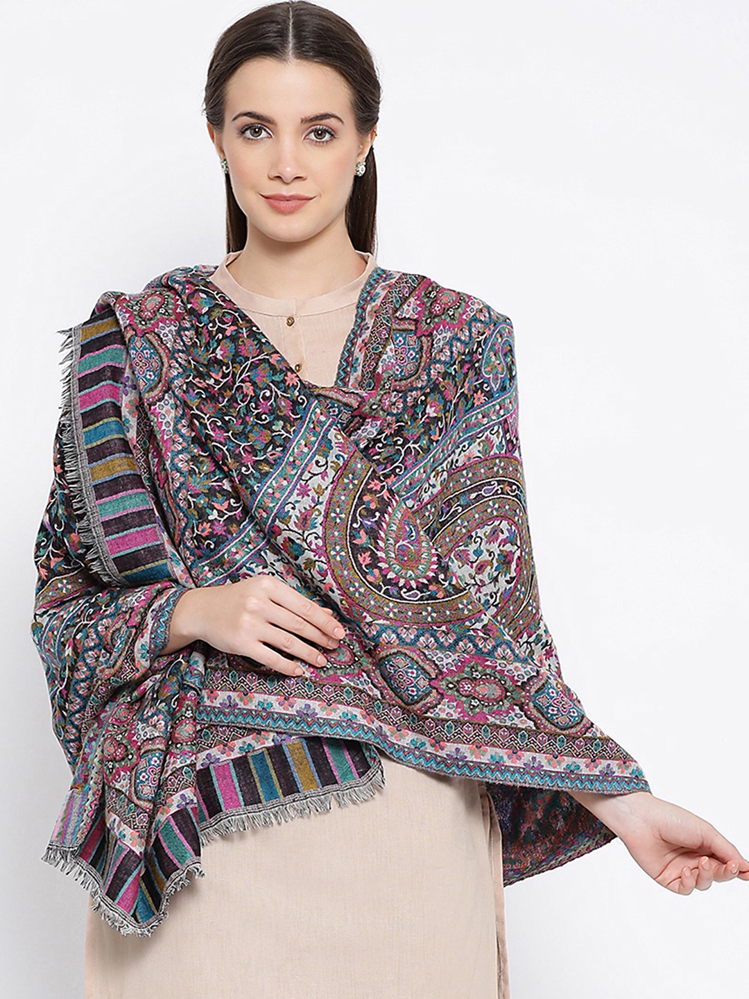 

SHINGORA Women Multicoloured Woven Design Stole, Multi