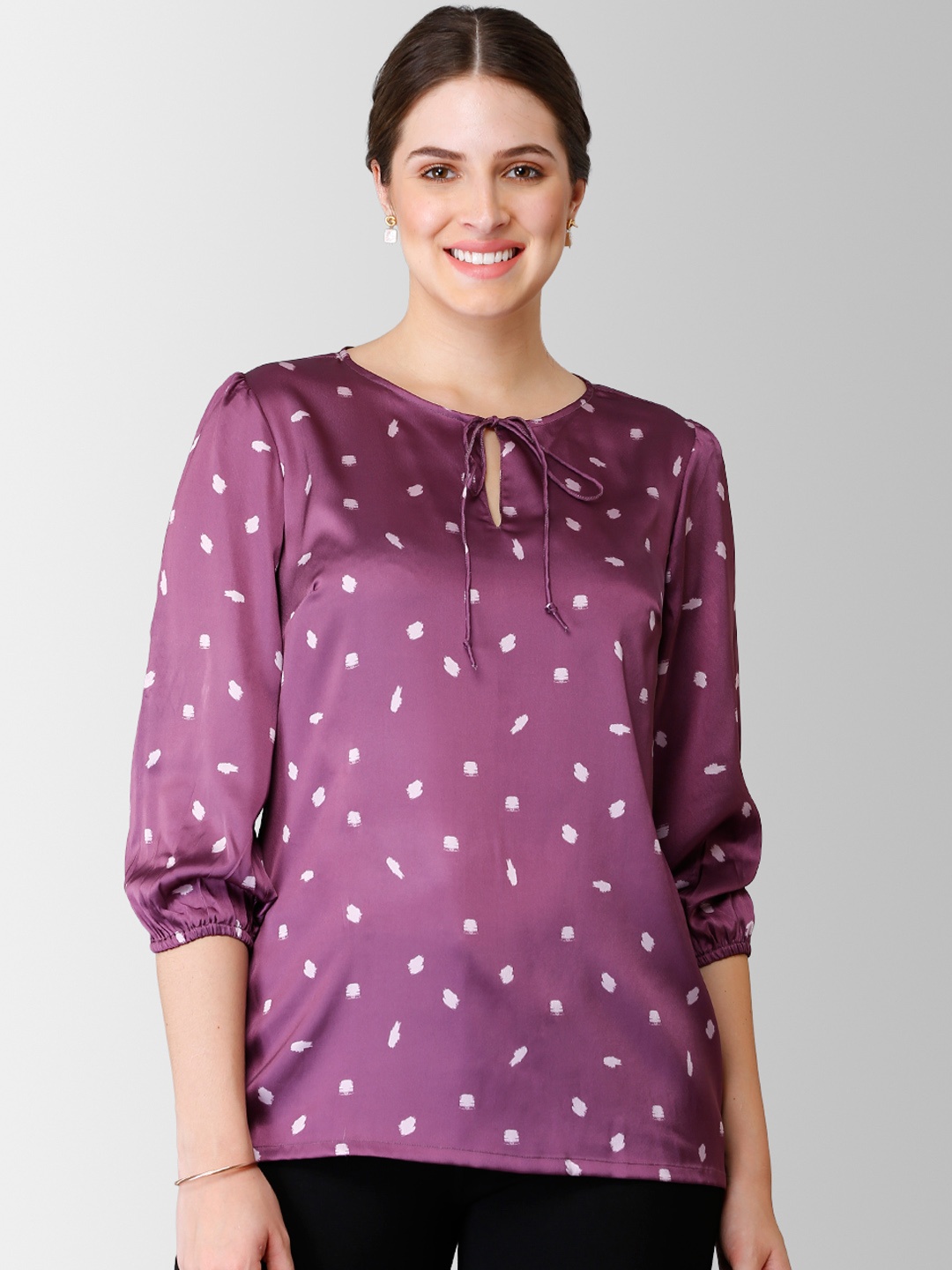 

FableStreet Women Purple & White Printed Top