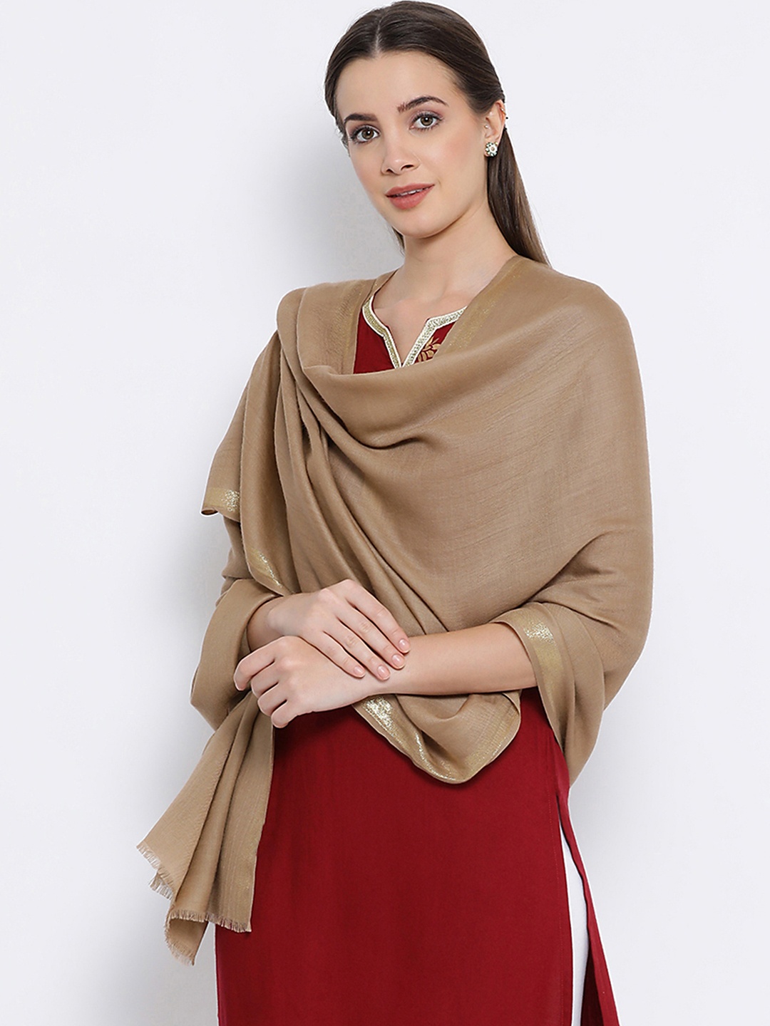 

SHINGORA Women Beige Woven Design Stole