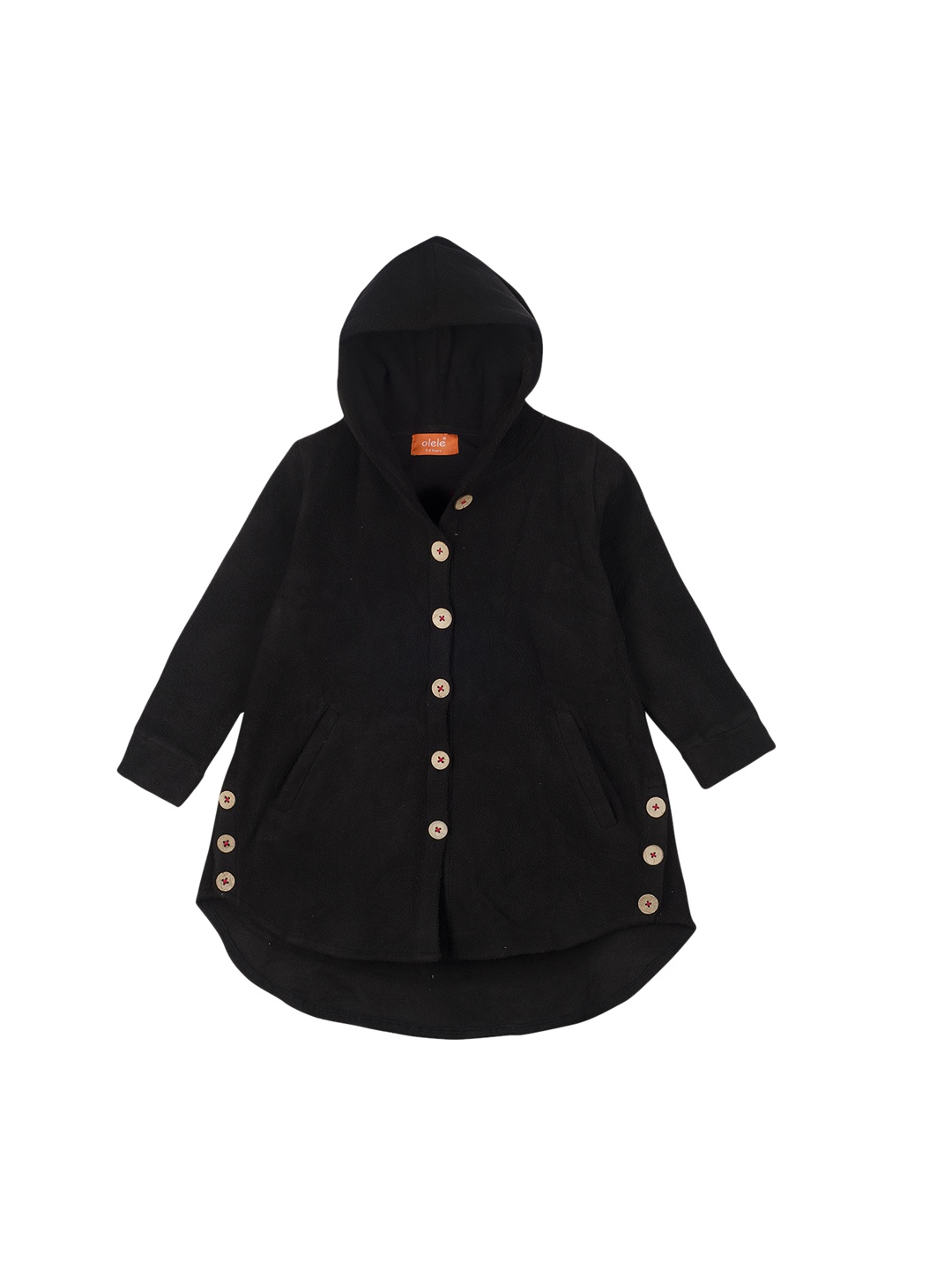 

Olele Girls Black Solid Parka Hooded Jacket