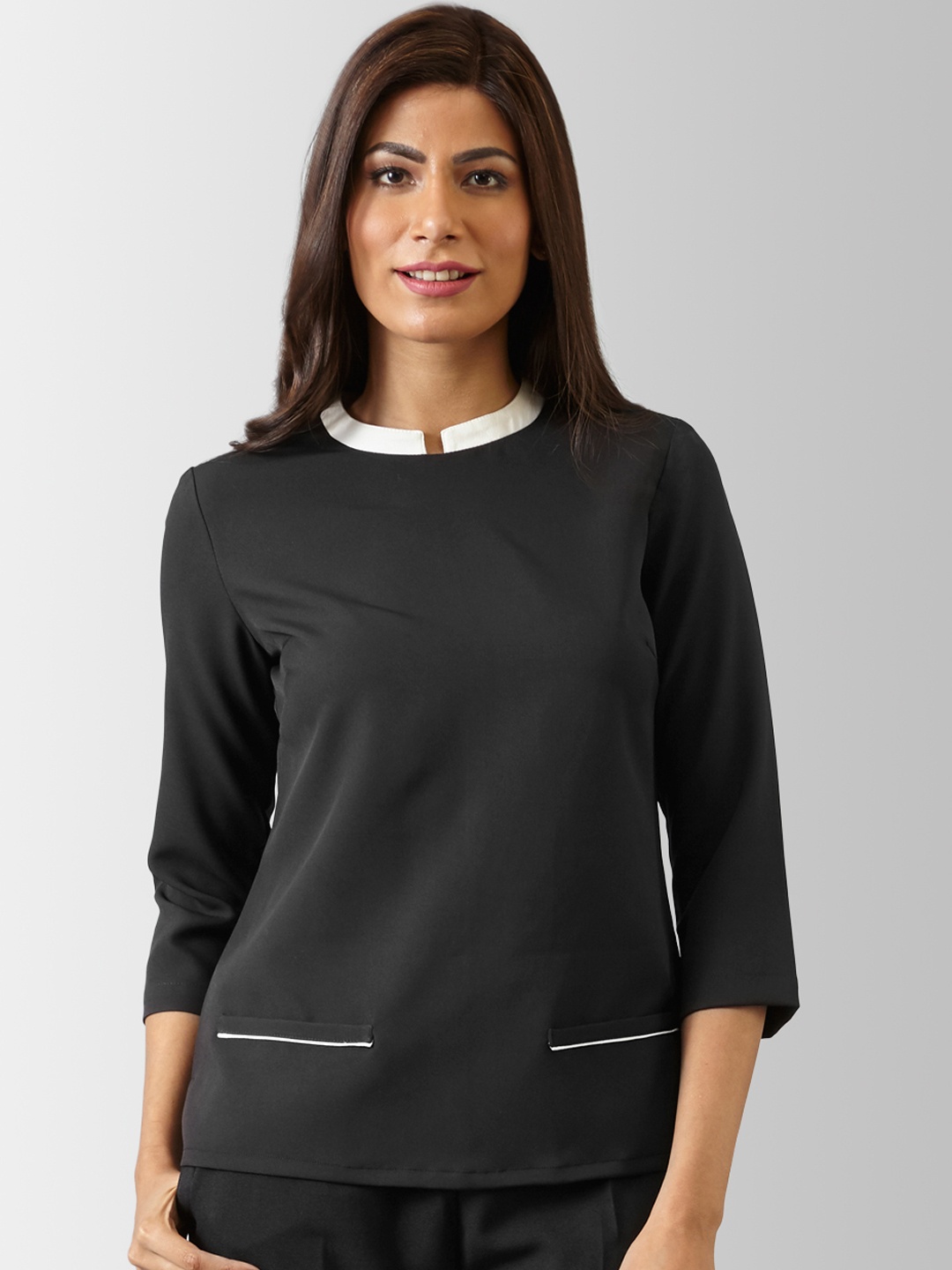 FableStreet Women Black Solid Top