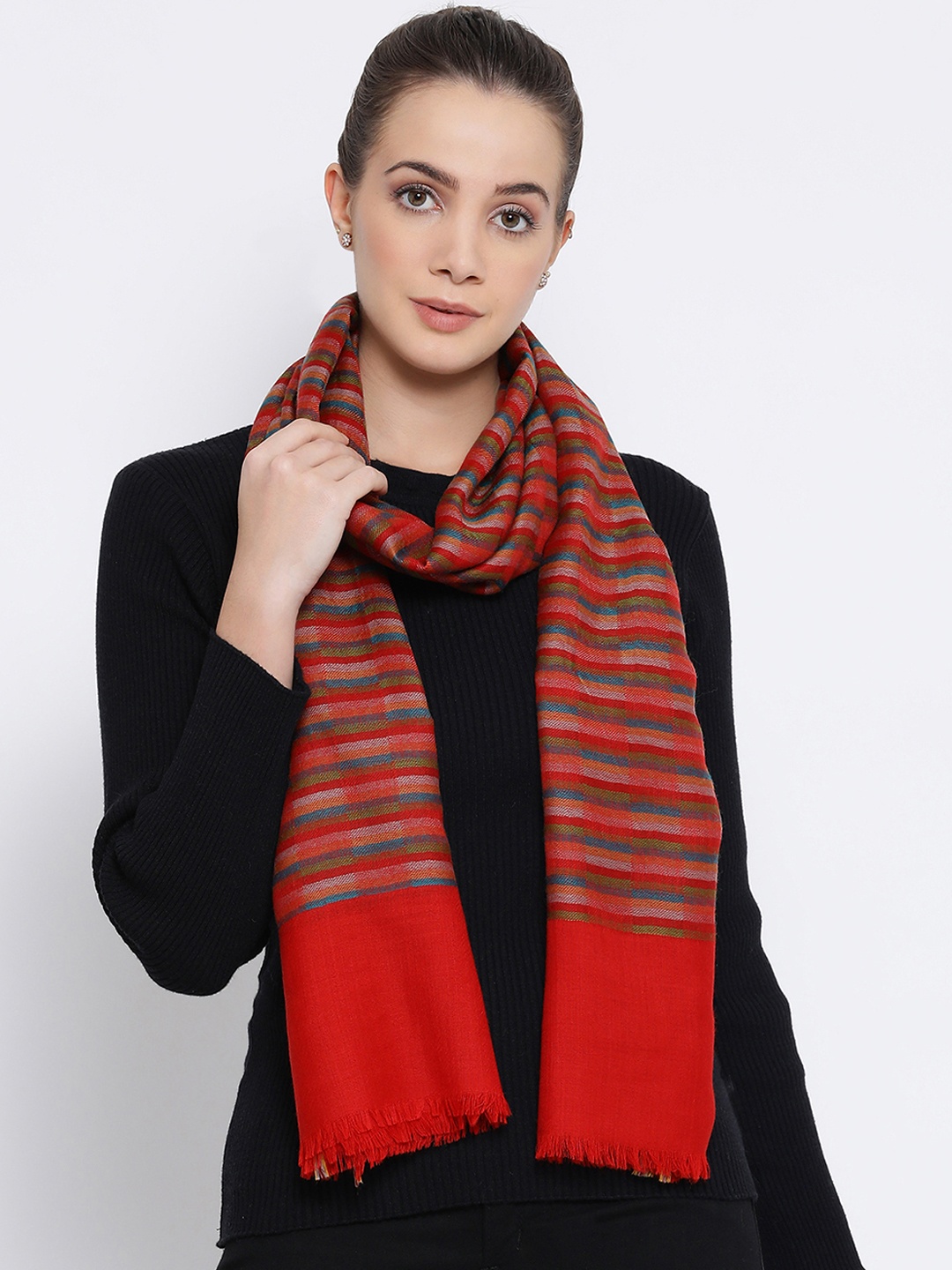 

SHINGORA Women Red Woven Design Stole