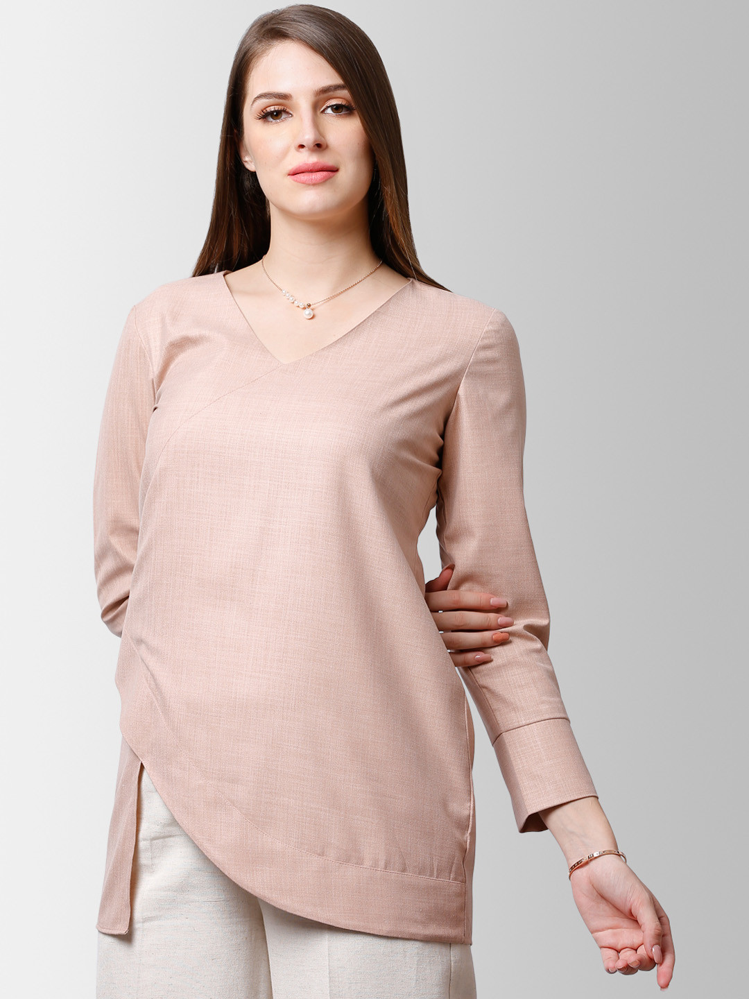 

FableStreet Women Pink Solid Top