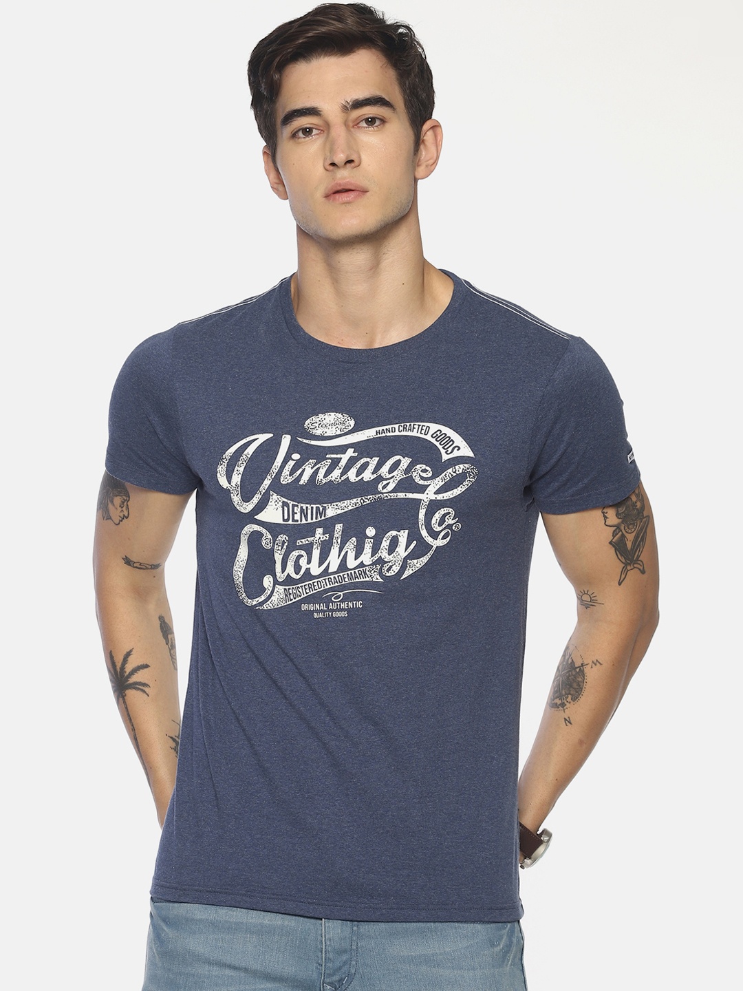 

Steenbok Men Navy Blue Printed Round Neck T-shirt