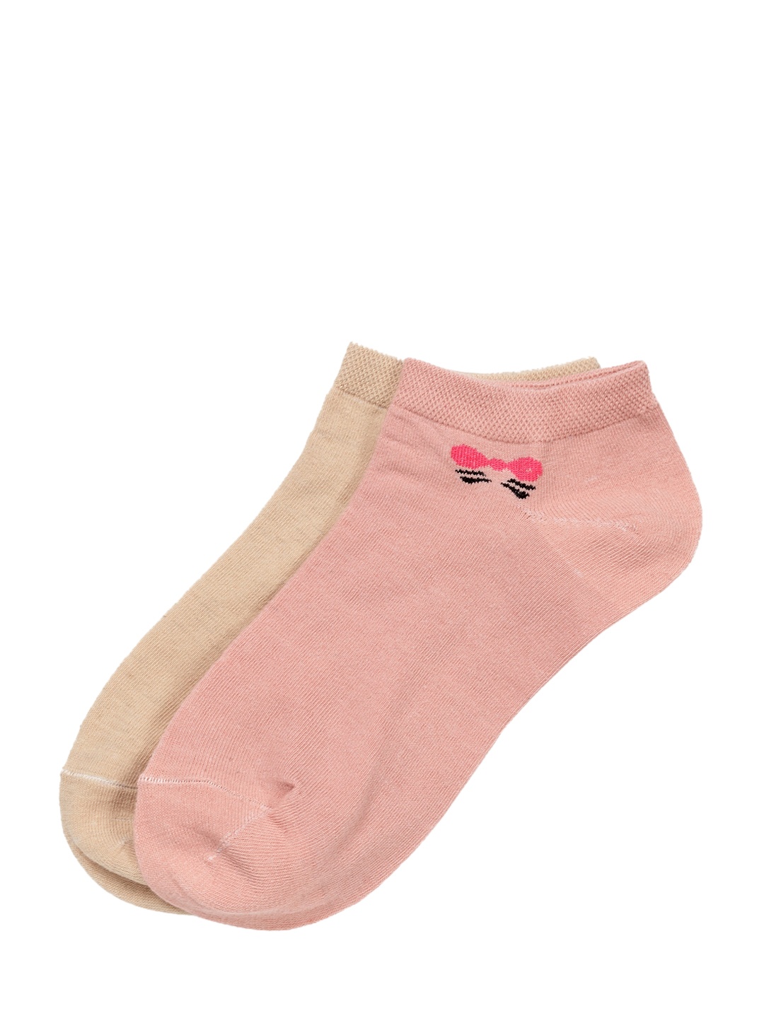 

J Style Women Pack of 2 Solid Ankle-Length Socks, Beige