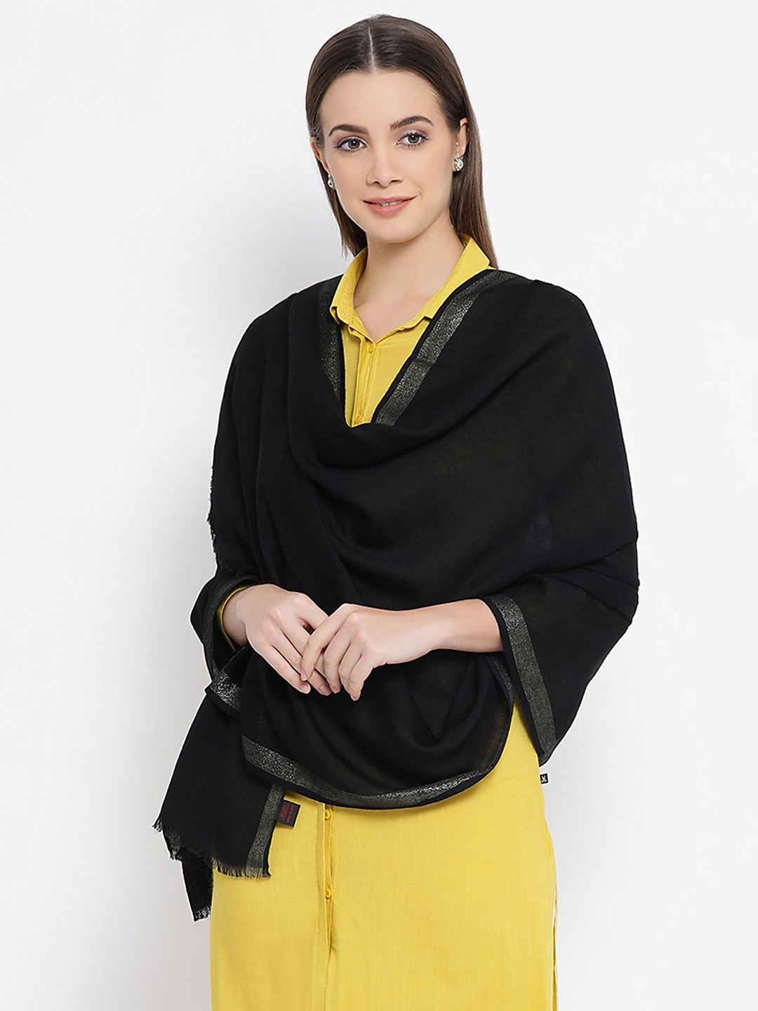 

SHINGORA Women Black Woven Design Stole