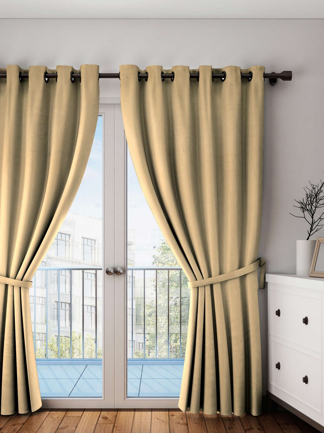 

HOUZZCODE Beige Single Room Darkening Curtain