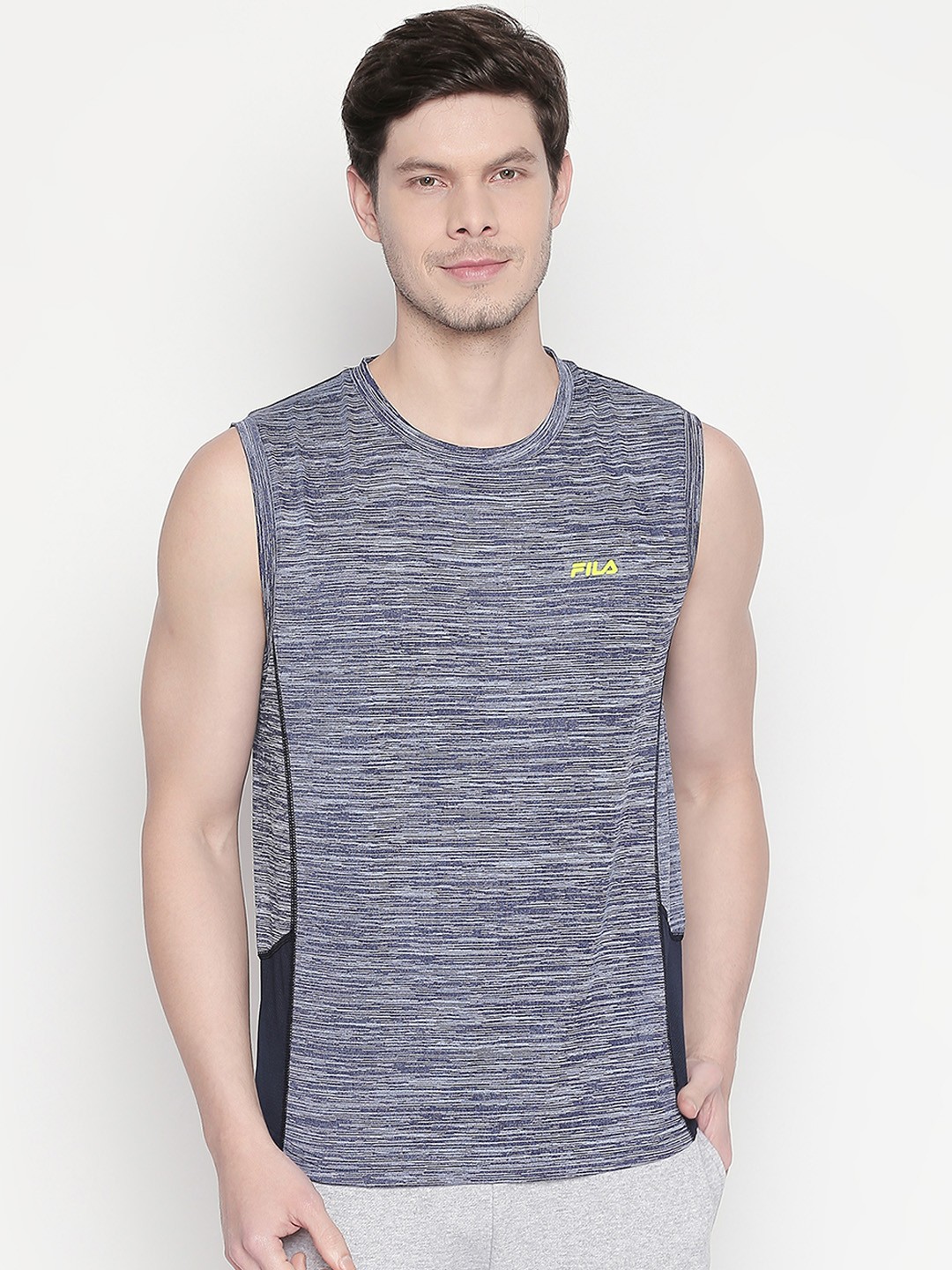 

FILA Men Blue Solid Round Neck Knitted T-shirt