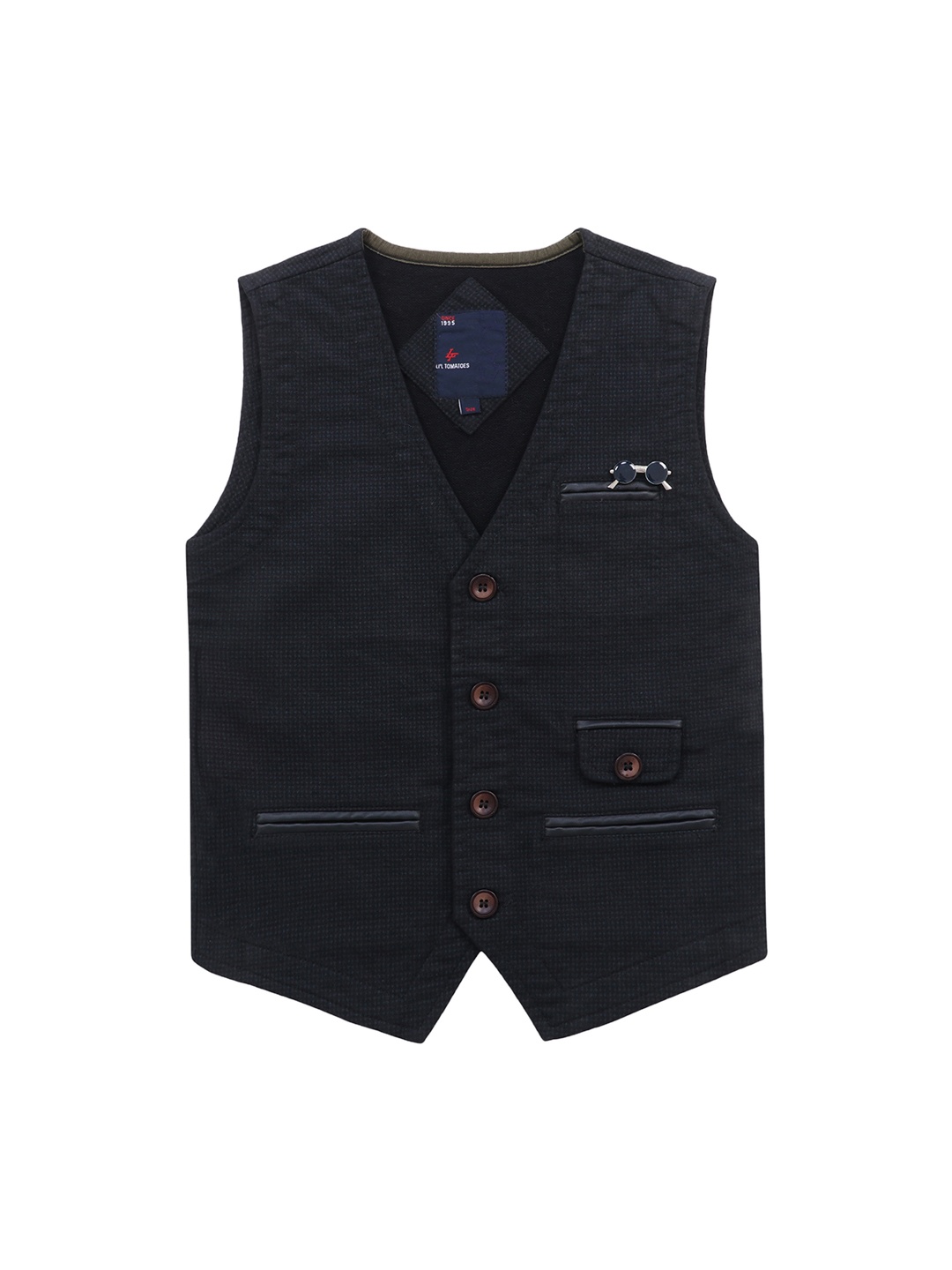 

Lil Tomatoes Boys Navy Blue Woven Design Waistcoat