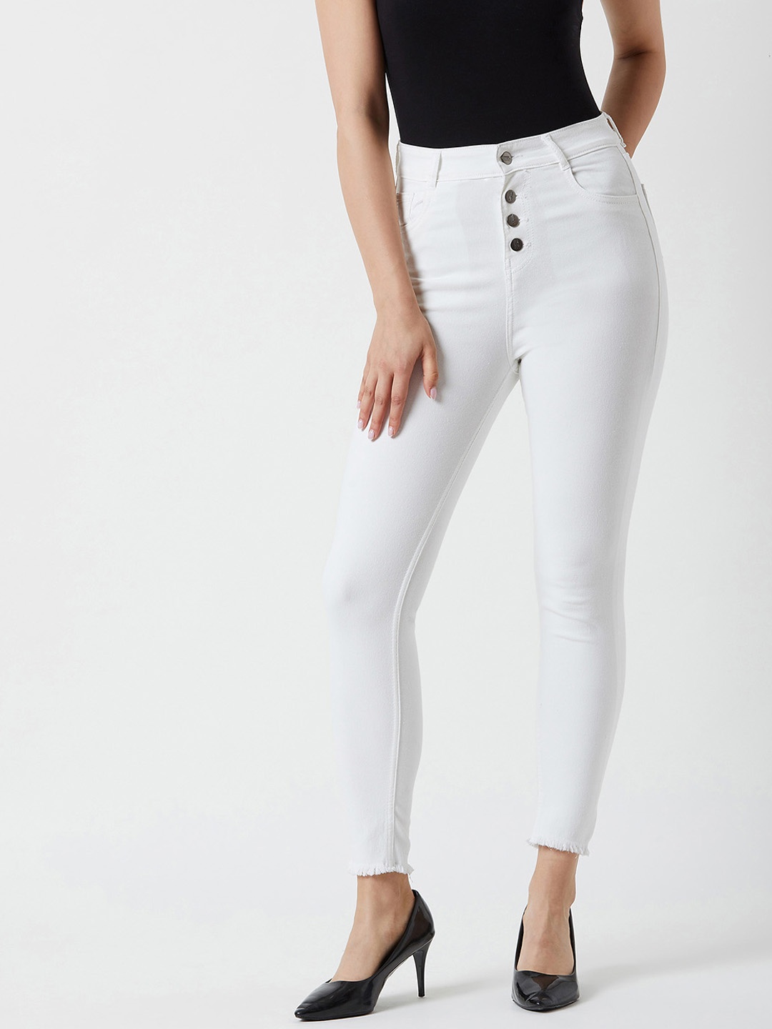 

Miss Chase Women White Skinny Fit High-Rise Clean Look Jeans
