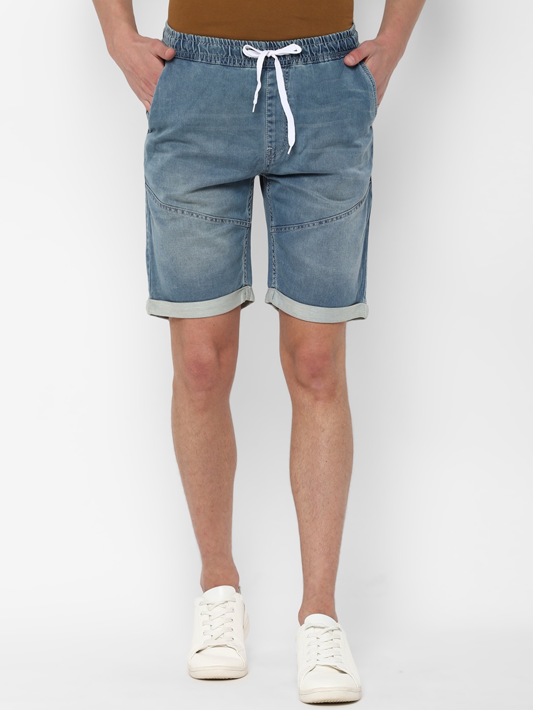 

People Men Blue Washed Regular Fit Stretchable Denim Shorts