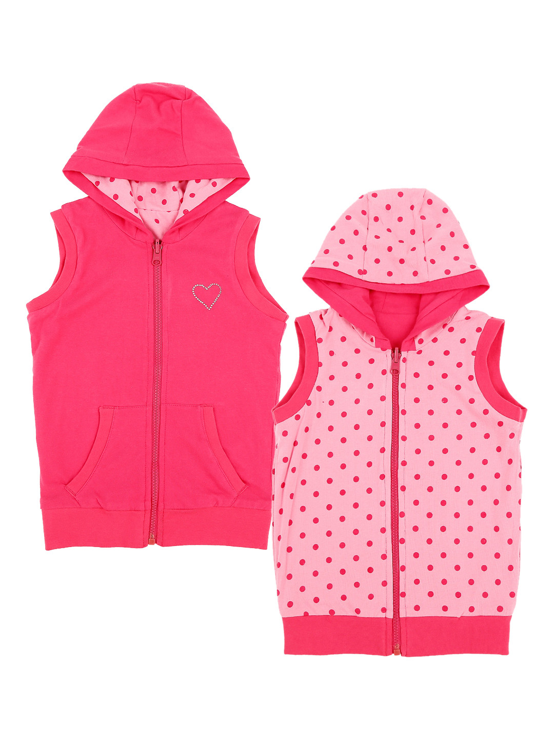 

Pantaloons Junior Girls Pink Striped Hooded Reversible Sweatshirt