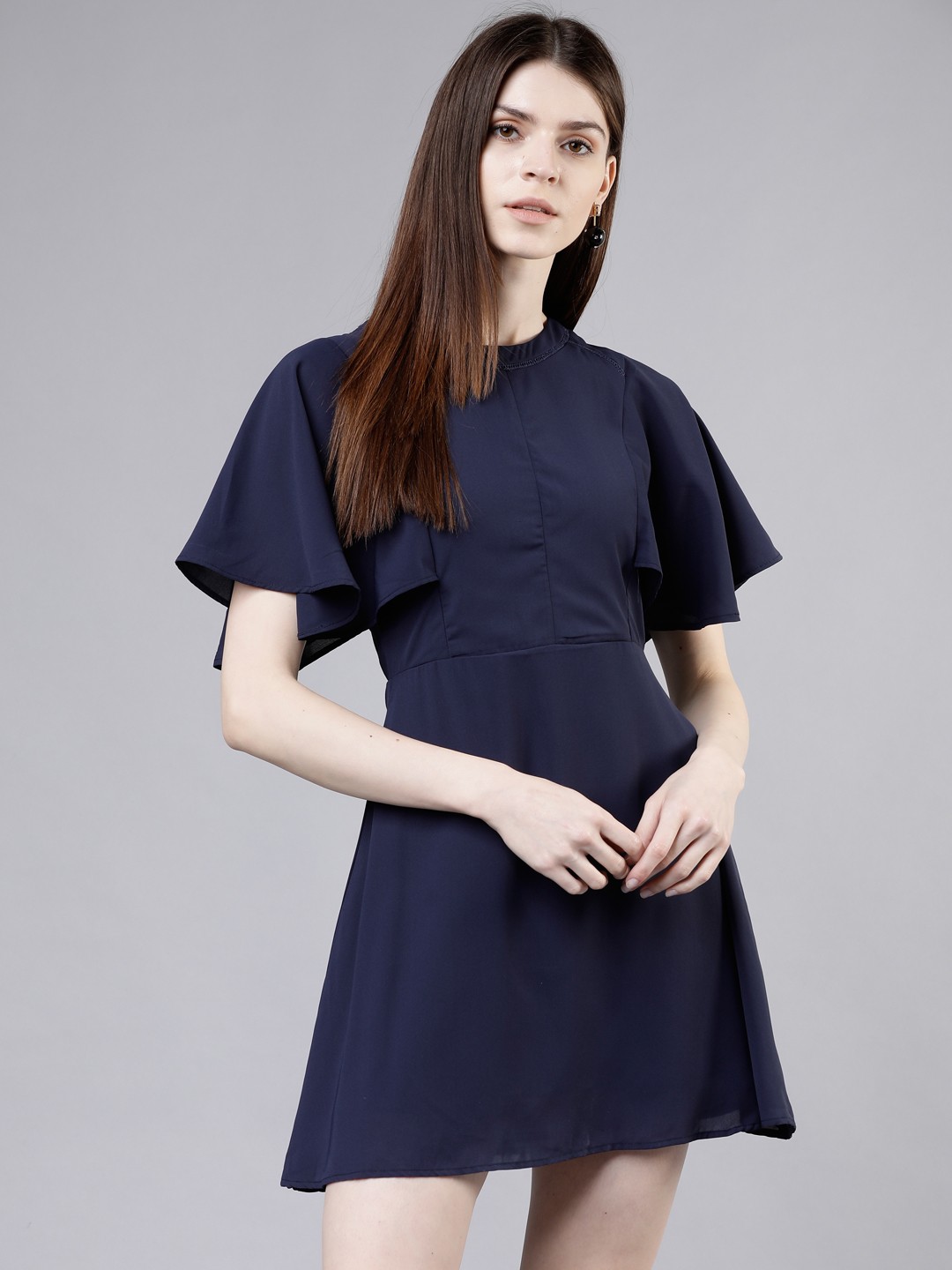 

Tokyo Talkies Women Navy Blue Solid Fit and Flare Dress