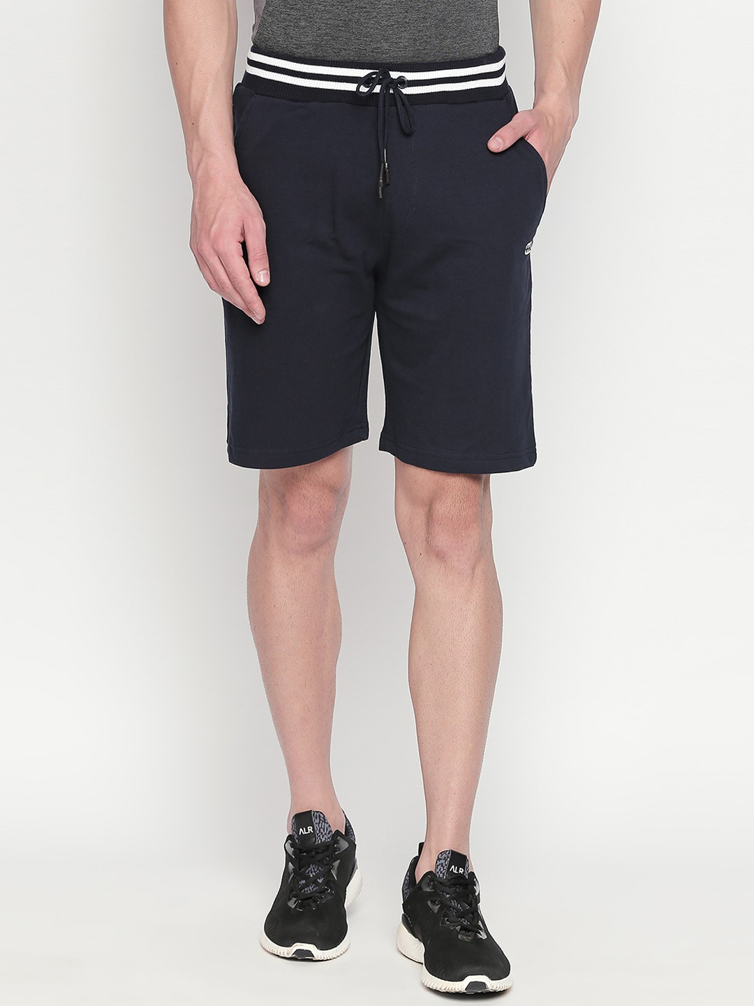 

Ajile by Pantaloons Men Navy Blue Striped Slim Fit Sports Shorts