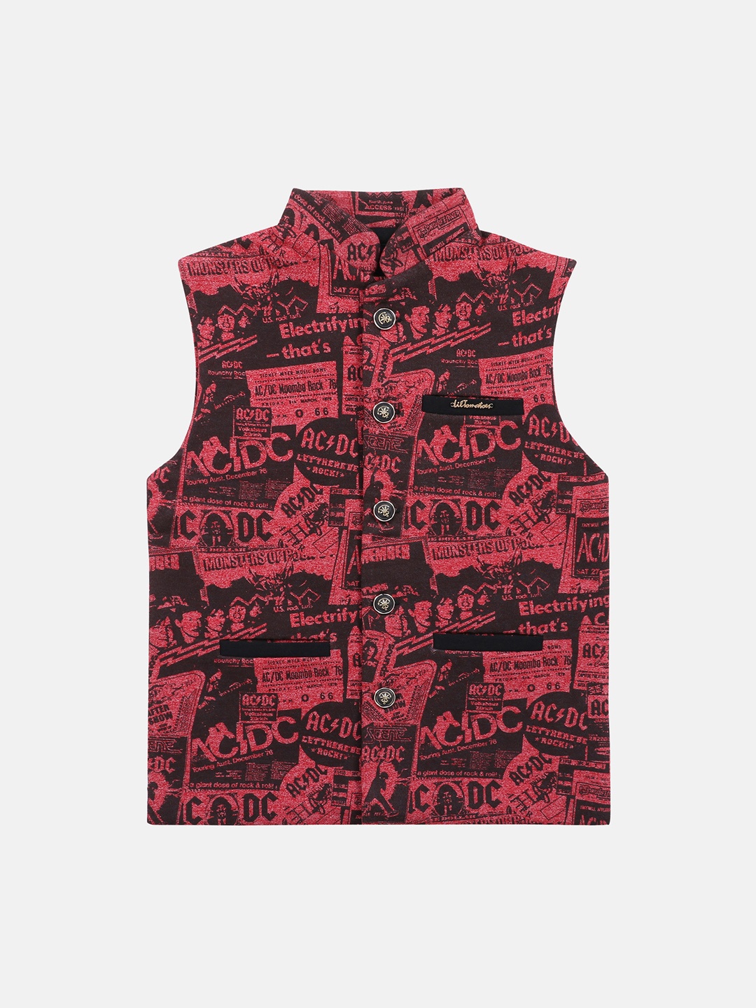 

Lil Tomatoes Boys Maroon & Black Printed Woven Pure Cotton Nehru Jacket