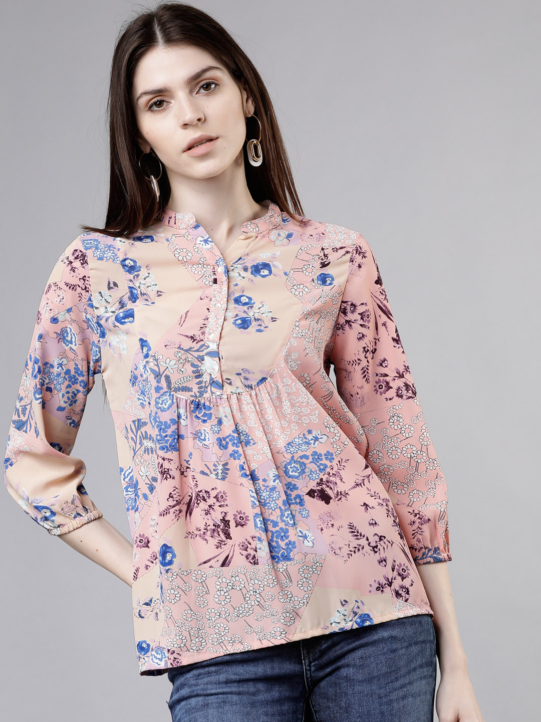 

Tokyo Talkies Women Pink Floral Print Top