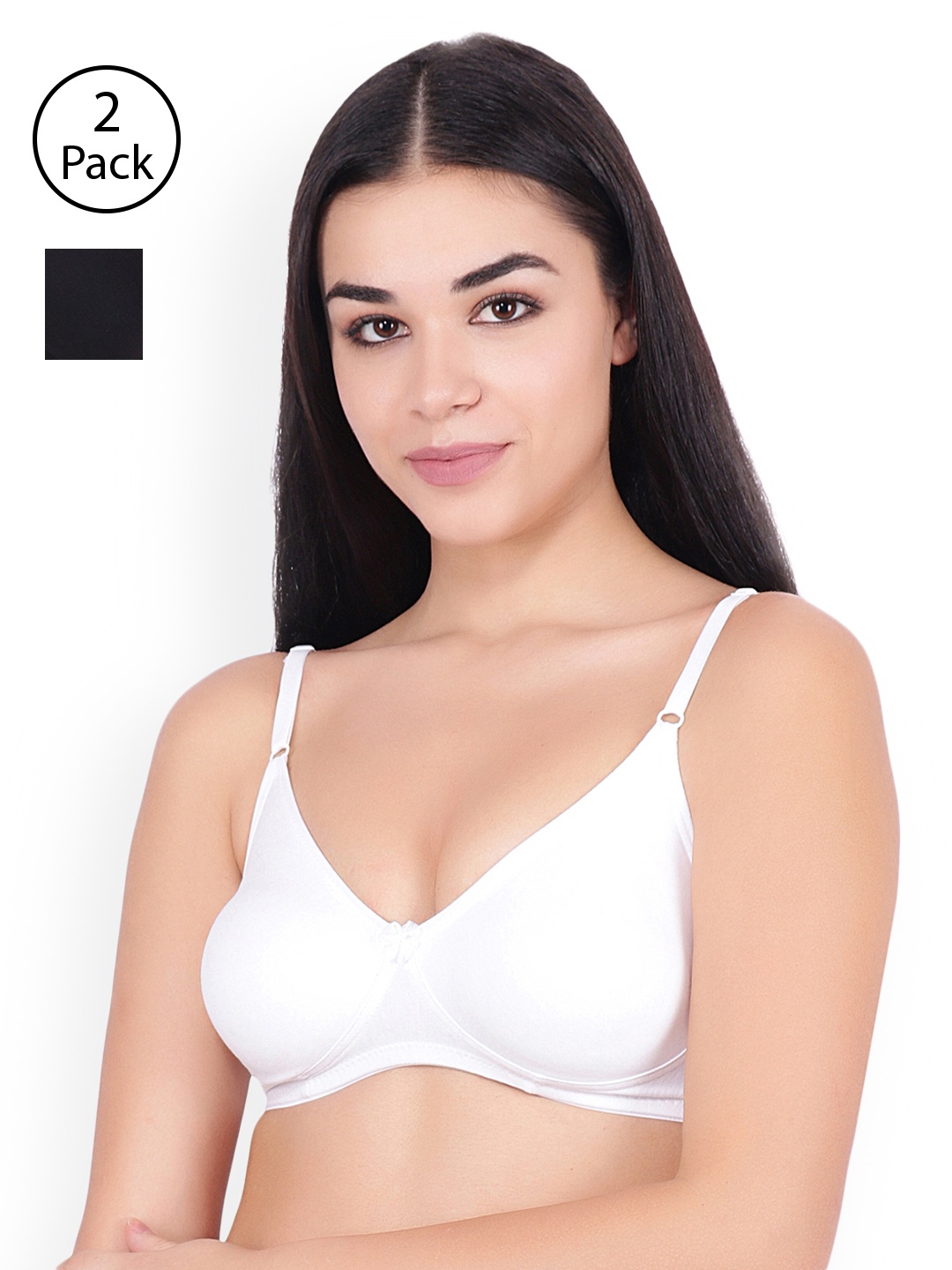 

Floret Set Of 2 Solid Non-Wired Non Padded T-shirt Bra Lizza_Black-White-Black_30B