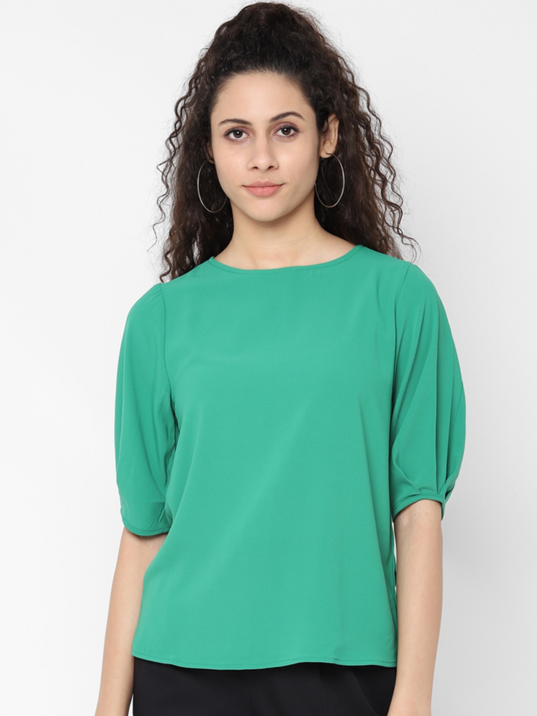 

People Women Green Solid Top