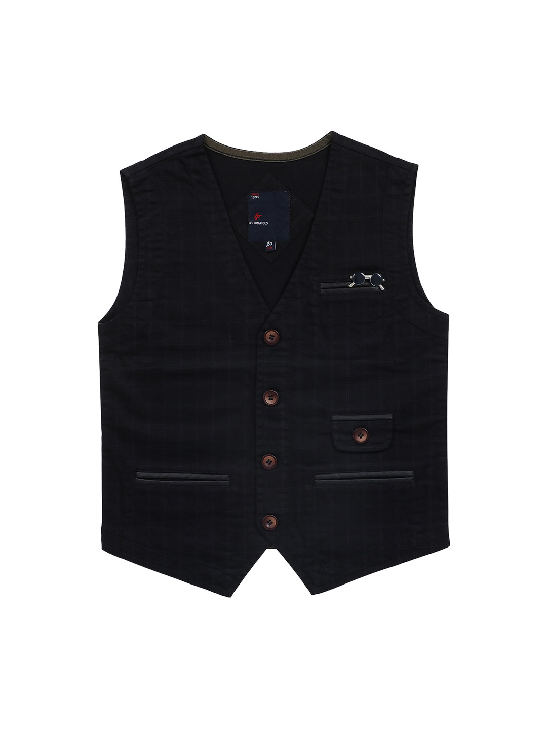 

Lil Tomatoes Boys Black Checked Woven Waistcoat