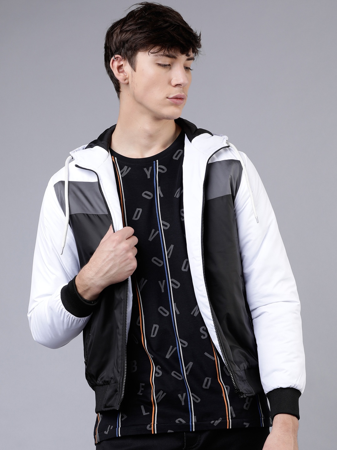 

LOCOMOTIVE Men Black Colourblocked Puffer Jacket