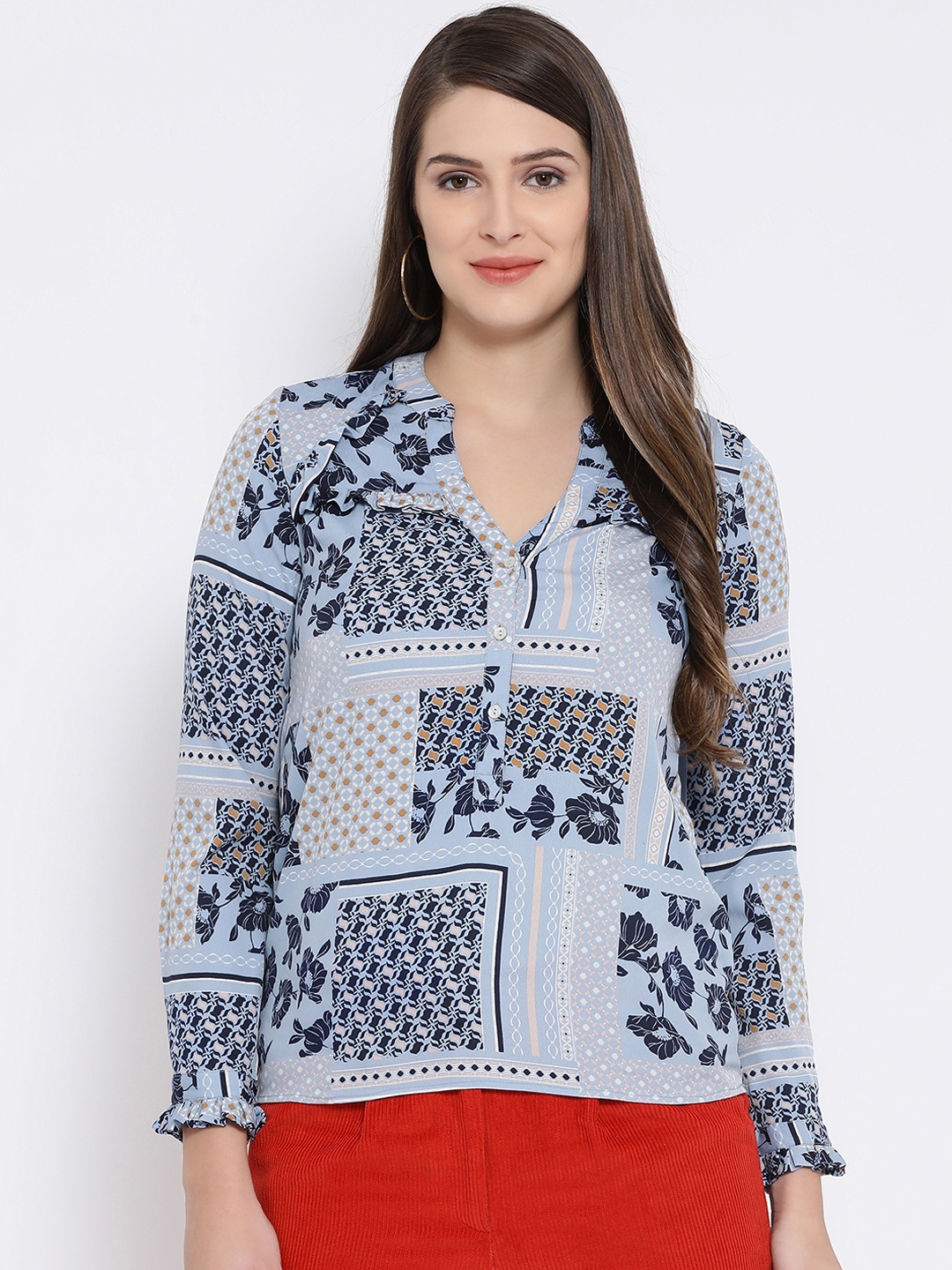 

Oxolloxo Women Blue Printed Top
