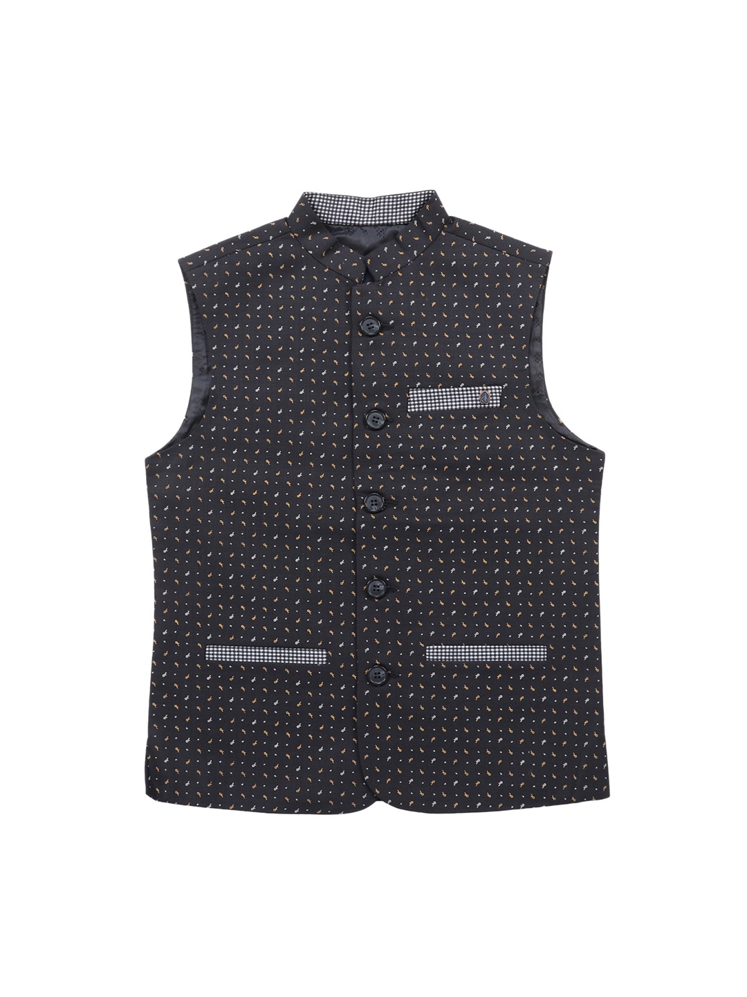 

Lil Tomatoes Boys Black Printed Woven Nehru Jacket