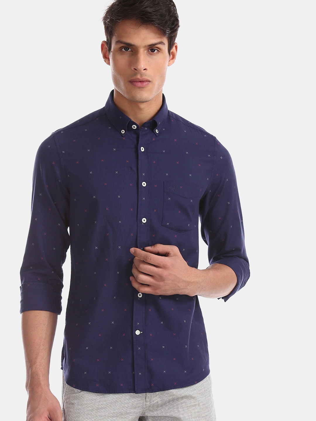 

Arrow Sport Men Navy Blue Slim Fit Printed Casual Shirt