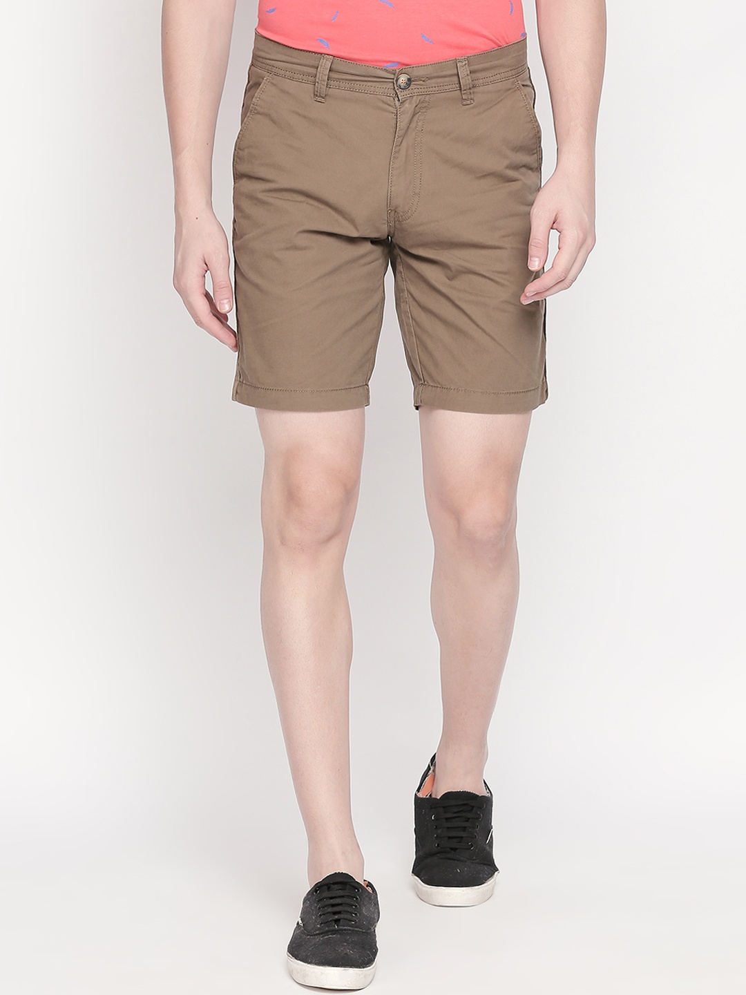 

Urban Ranger by pantaloons Men Brown Solid Slim Fit Regular Shorts