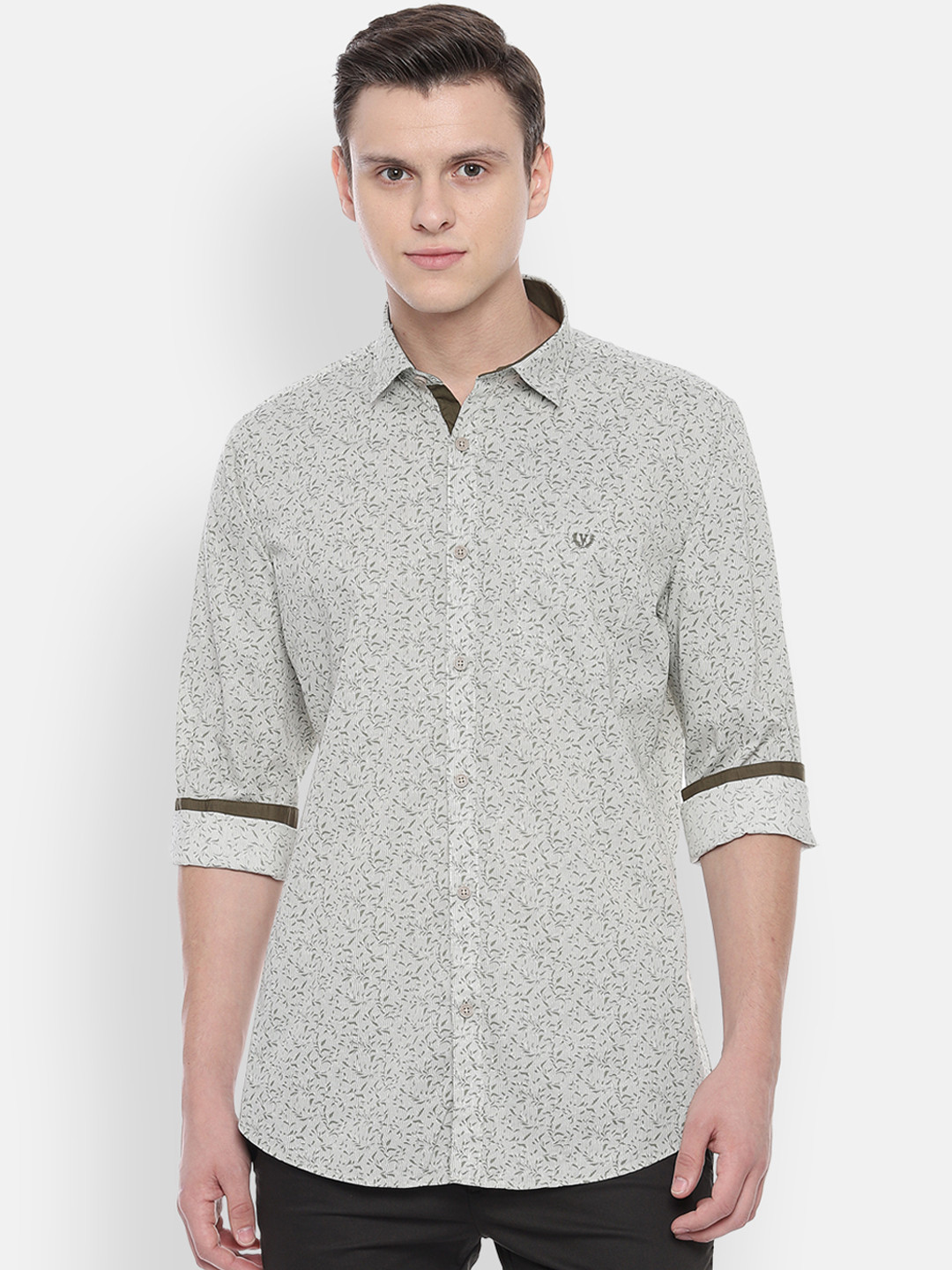 

Van Heusen Sport Men Olive Green Slim Fit Printed Casual Shirt
