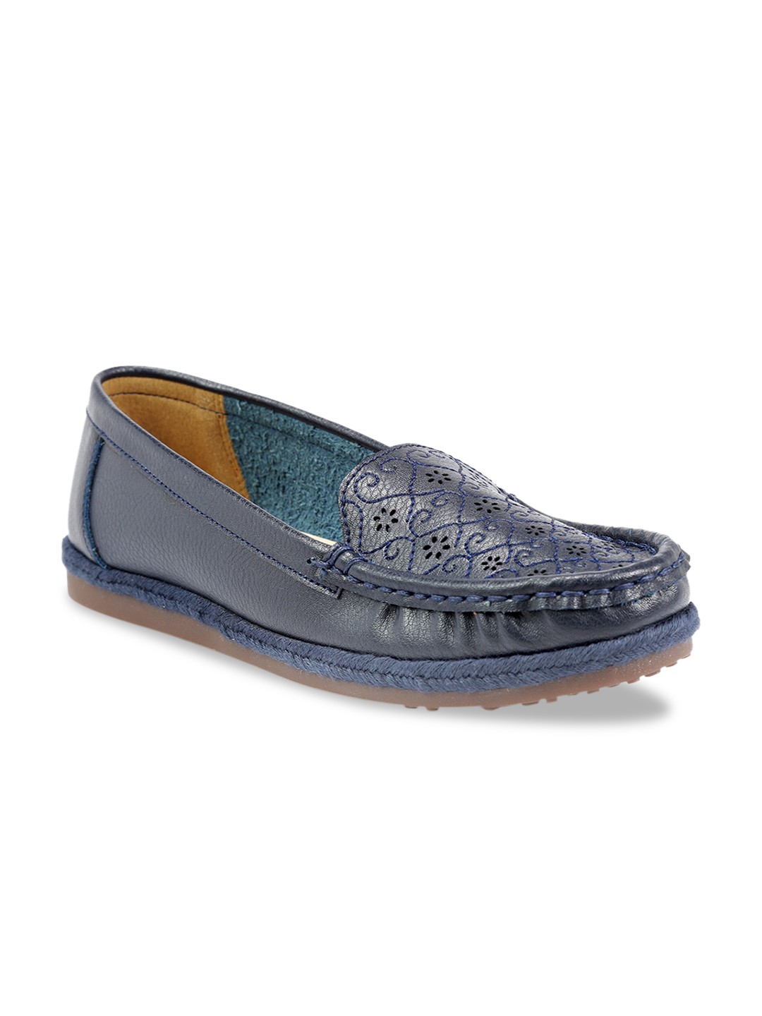 

meriggiare Women Blue Embroidered Loafers